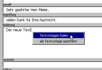 Textvorlagen einfgen